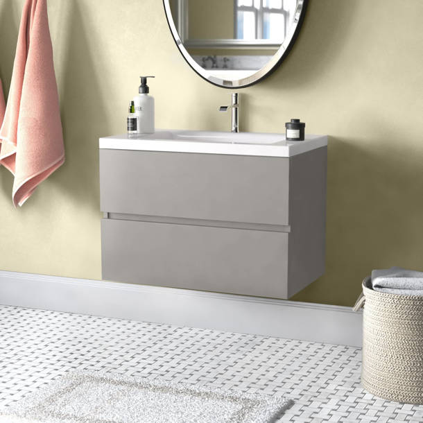 Orren Ellis Zak 32'' Wall Mounted Single Bathroom Vanity with Ceramic